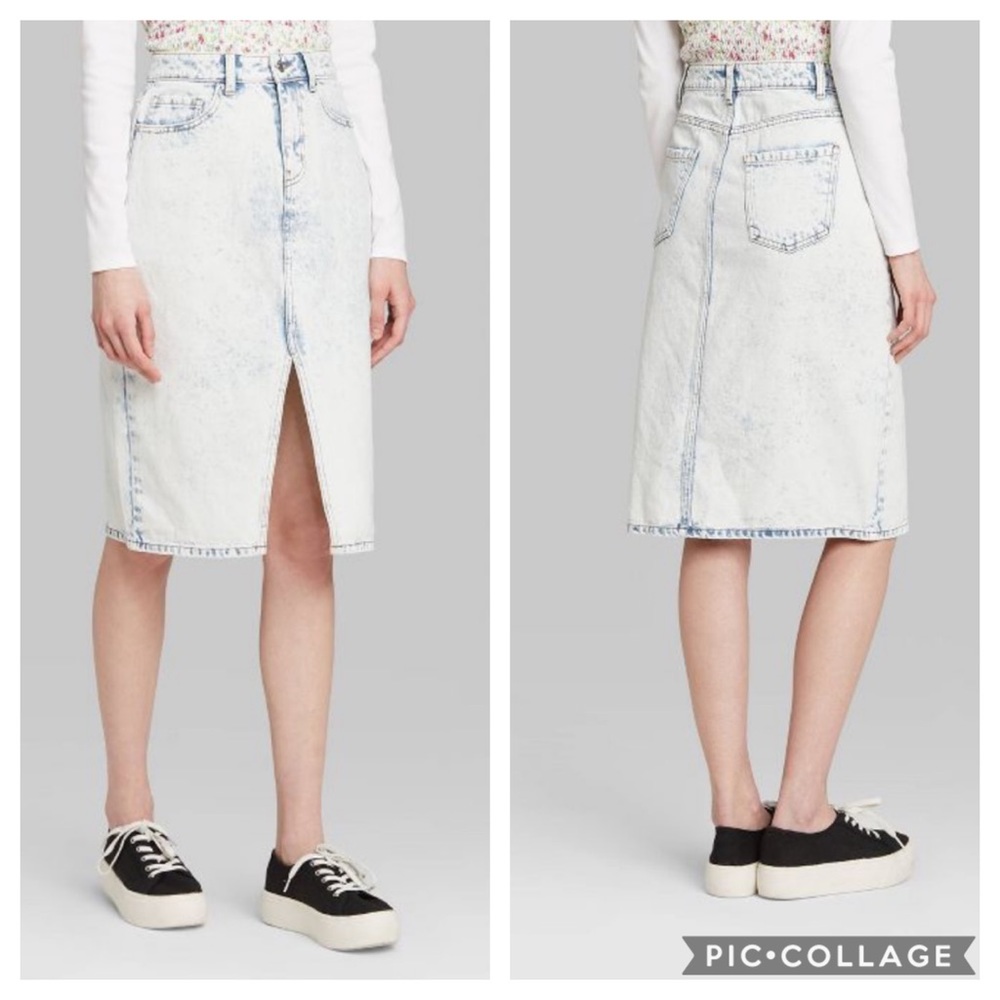 Wild Fable Acid Wash Split Front Denim Skirt Size 4
